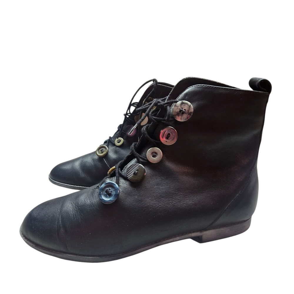 Rare Vintage L. J. Simone 90s/ 80s Grunge Witchy Leather Button Boots Size 9.5